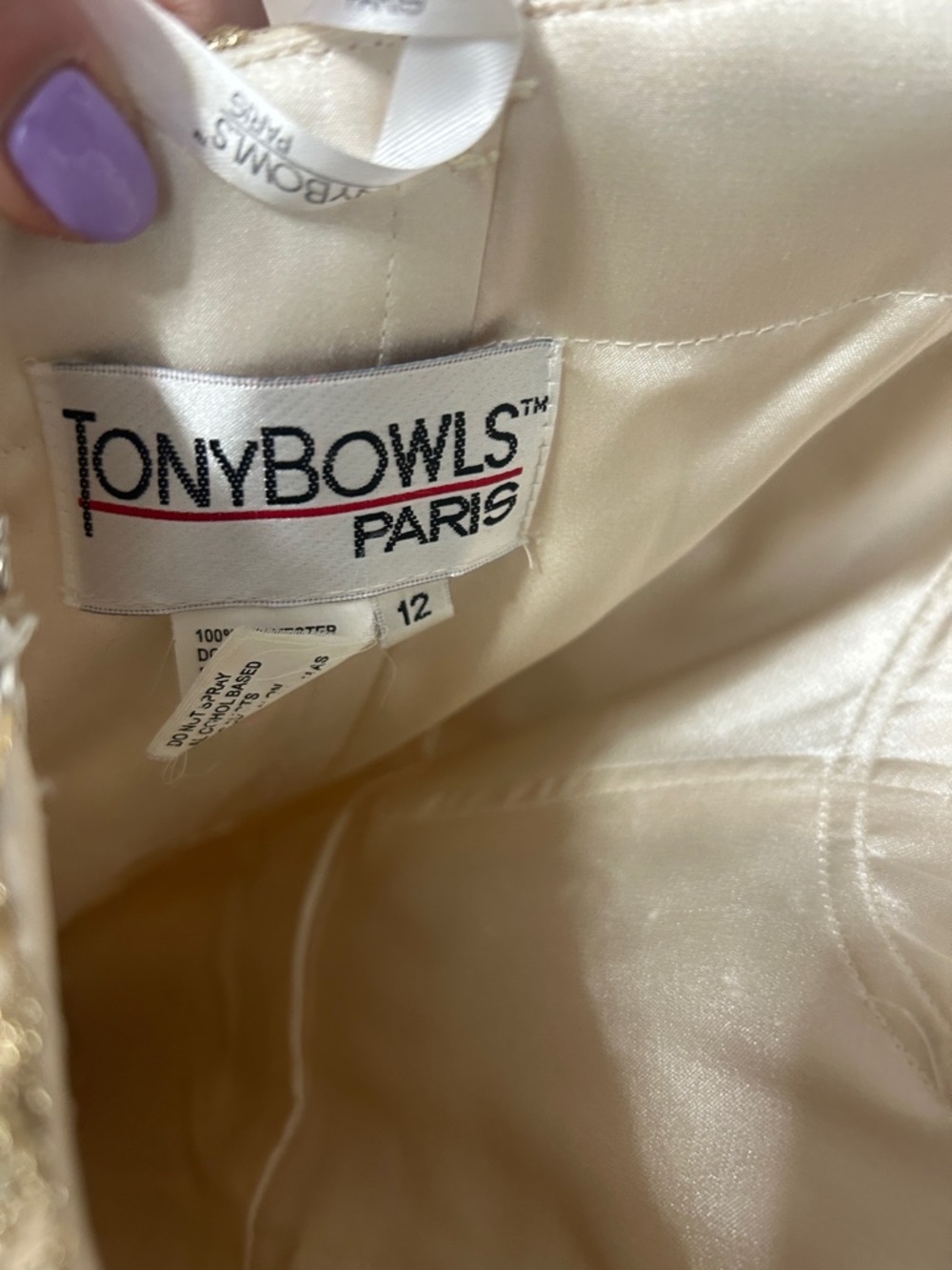 Tony Bowls Ivory Beaded Strapless Evening/Prom Gown - Picture 9 of 12